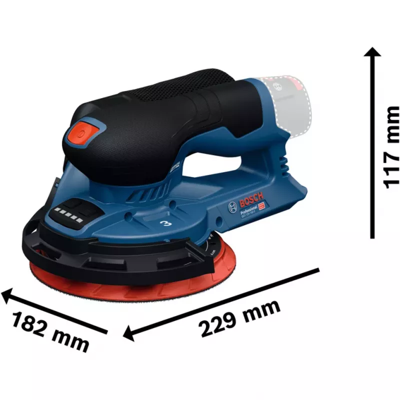 Bosch Professional GEX 12V-150-3 belaidis orbitinis šlifuoklis (12 V, 150 mm, bešepetėlis EC variklis, L-BOXX dėkle)
