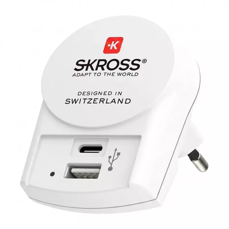 SKROSS Pro+ USB AC30PD Pasaulinis kelioninis adapteris su 30W USB-C PD ir USB-A