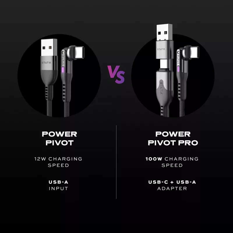 STATIK PowerPivot Pro Nylon Braided USB-C to USB-C laidas 3m juodas