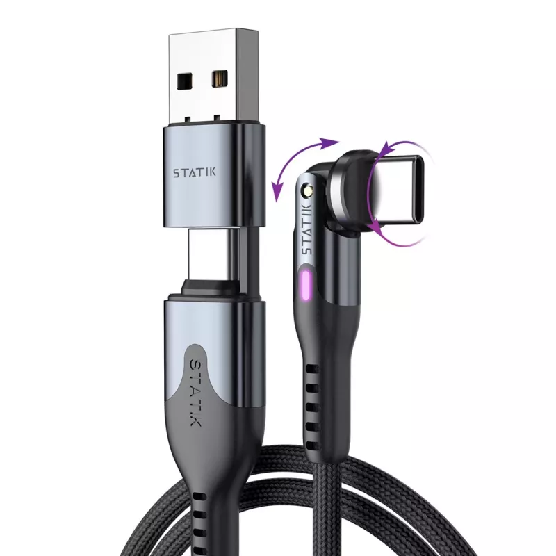 STATIK PowerPivot Pro Nylon Braided USB-C to USB-C laidas 3m juodas