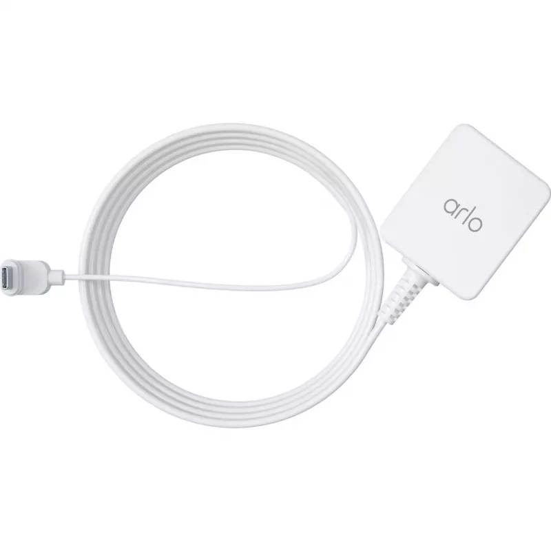 ARLO USB įkrovimo adapteris su Euro kištuku į USB-C 7,6 m lauko naudojimui, baltas