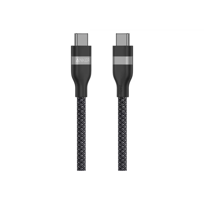 Anker USB C į USB C 240W Upcycled-Braided Greito Įkrovimo Laidas A82E2 (1,8 m, Juodas)