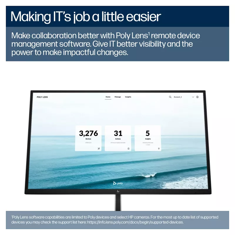 Poly Studio E60 PTZ konferencinė kamera – 4K UHD, dviguba 8MP, PoE+