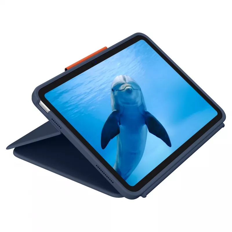 Logitech Rugged Combo 4 Touch klaviatūros dėklas su jutikliniu kilimėliu, skirtas Apple iPad 10th Generation – Classic Blue – Pan Nordic QWERTY