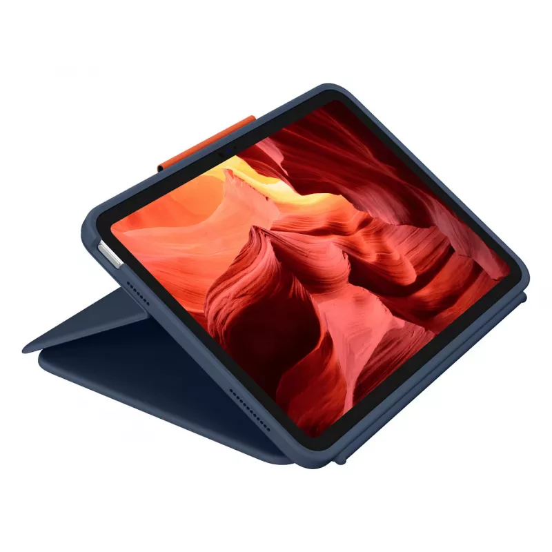 Logitech Rugged Combo 4 Touch klaviatūros dėklas su jutikliniu kilimėliu, skirtas Apple iPad 10th Generation – Classic Blue – Pan Nordic QWERTY