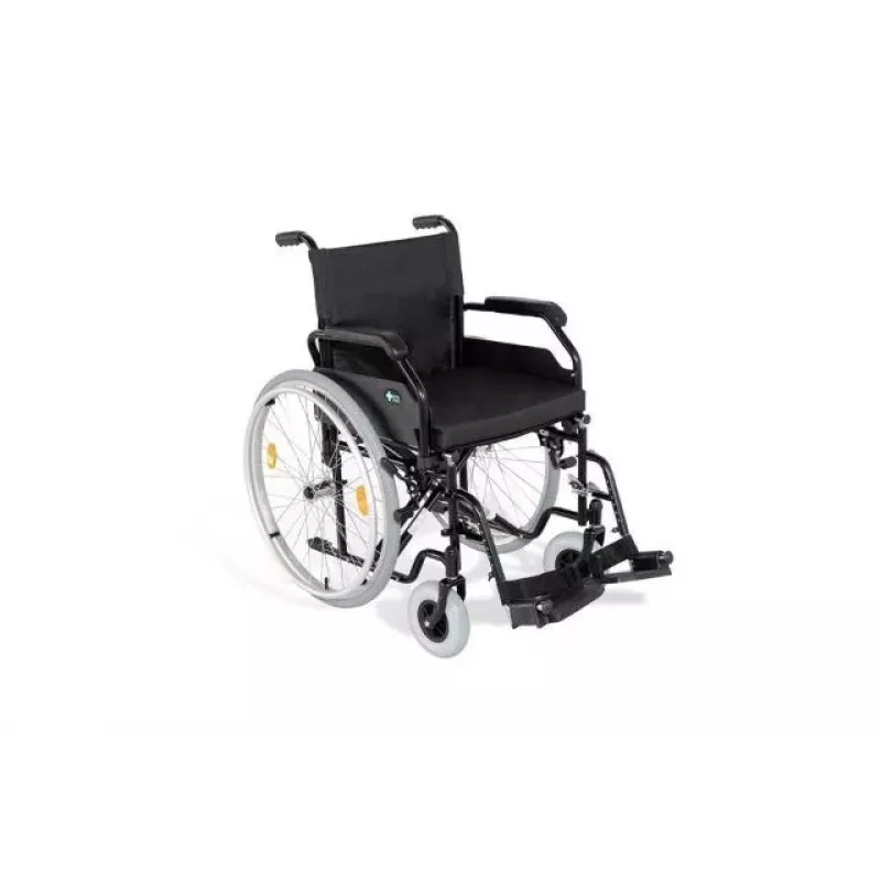 REHA FUND Steel Wheelchair RF-1/45/PN/CZA-624/PU - Rankinis invalido vežimėlis, 45 cm sėdynės plotis, 120 kg talpa, juodas