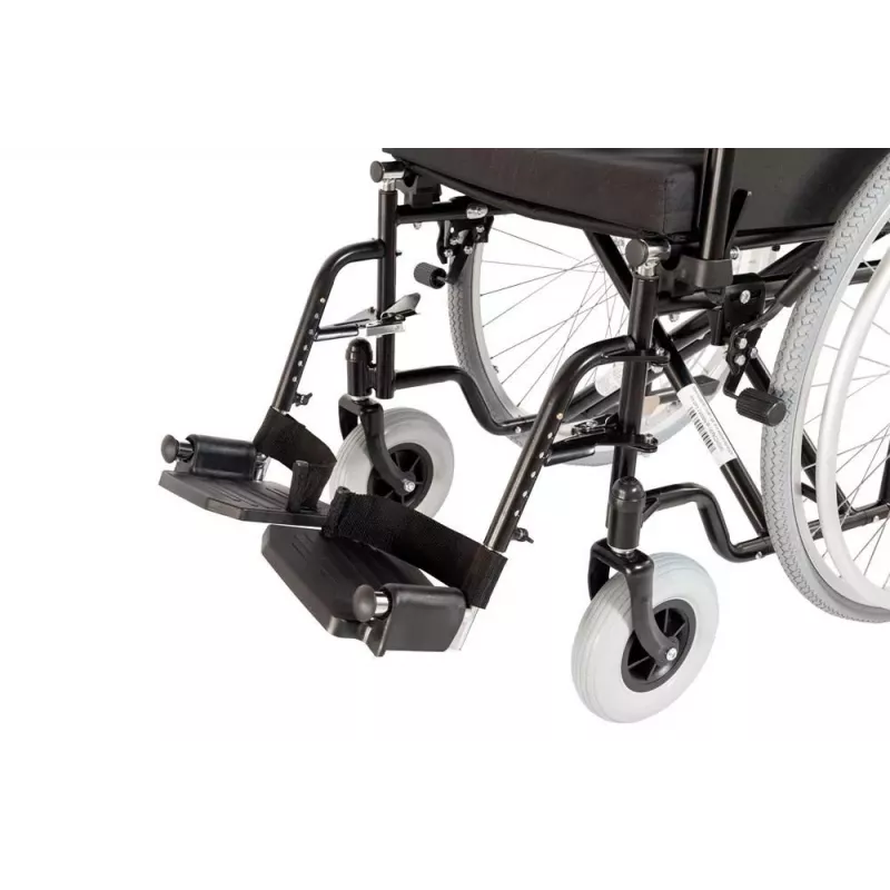 REHA FUND Steel Wheelchair RF-1/45/PN/CZA-624/PU - Rankinis invalido vežimėlis, 45 cm sėdynės plotis, 120 kg talpa, juodas