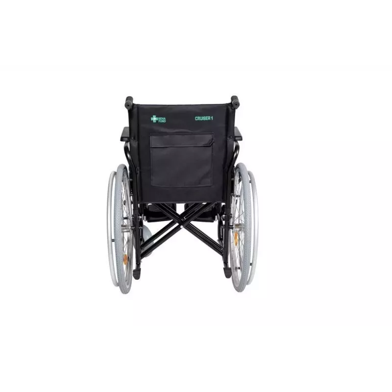REHA FUND Steel Wheelchair RF-1/45/PN/CZA-624/PU - Rankinis invalido vežimėlis, 45 cm sėdynės plotis, 120 kg talpa, juodas