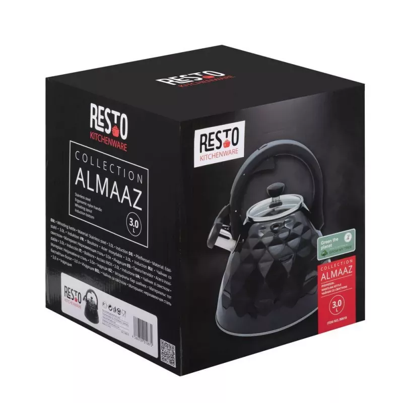 RESTO Whistling Kettle 3L nerūdijančio plieno sidabrinis/juodas 90610