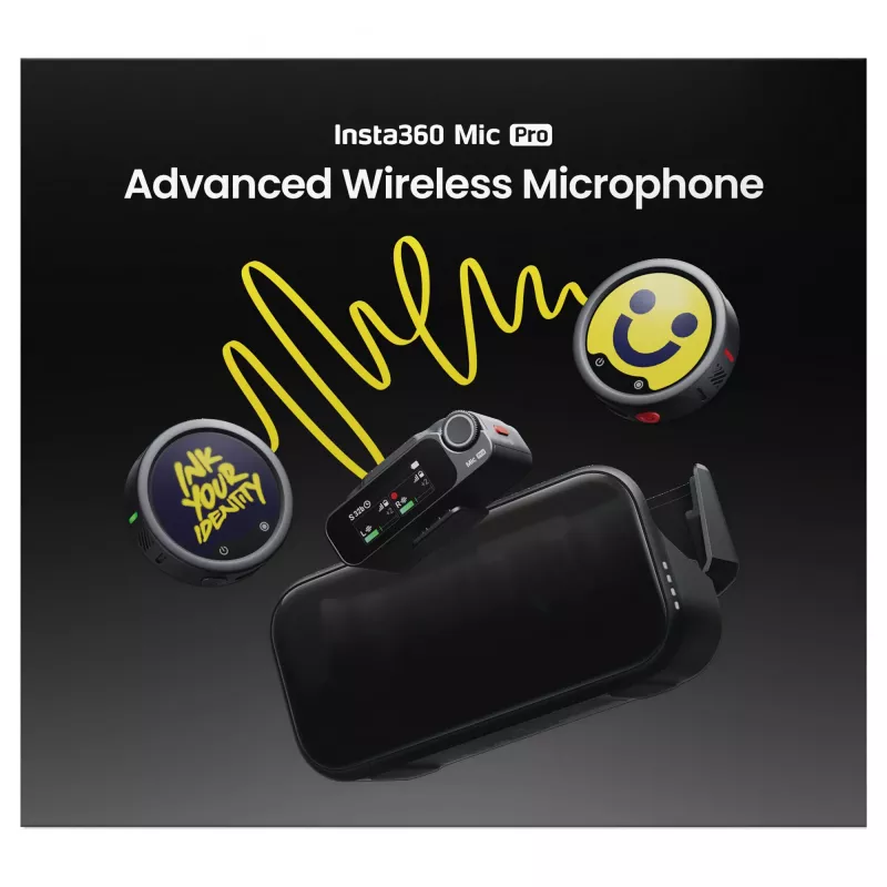 Insta360 Mic Pro (2 TX + 1 RX) – Belaidė skaitmeninė mikrofonų sistema