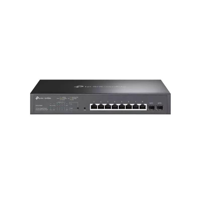 TP-Link Omada TL-SG2210MP valdomas L2/L2+ PoE jungiklis, 8x Gigabit RJ45, 20 Gbps komutavimo galia, spintinis 1U