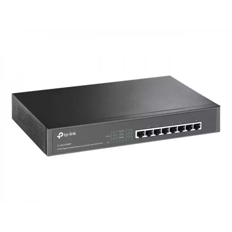 TP-Link TL-SG1008MP nevaldomas Gigabit Ethernet PoE+ jungiklis (8 prievadai, 126 W biudžetas, juodas)
