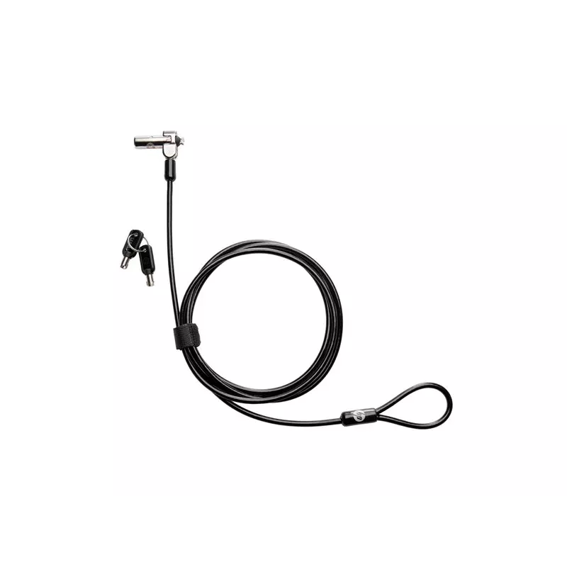 HP Nano MK Lock – rakinamas kabelio užraktas, skirtas Kensington Nano Security Slot, 1,83 m cinkuoto plieno kabelis, juodas/sidabrinis
