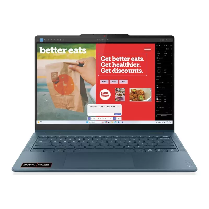 Lenovo Yoga 7 2-in-1 14AKP10 14 inch WUXGA OLED Touchscreen AMD Ryzen AI 7 350 16GB 512GB SSD AMD Radeon 860M Graphics Windows 11 Home Tidal Teal Backlit Keyboard (Nordic) - be maitinimo adapterio