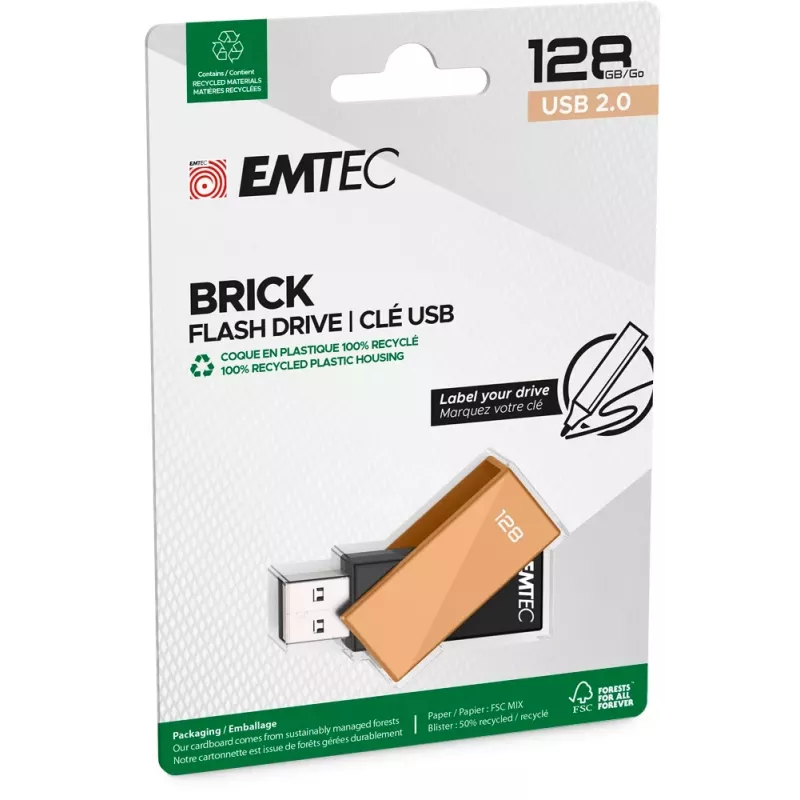 Emtec USB 2.0 C350 128GB Brick Orange USB atmintukas