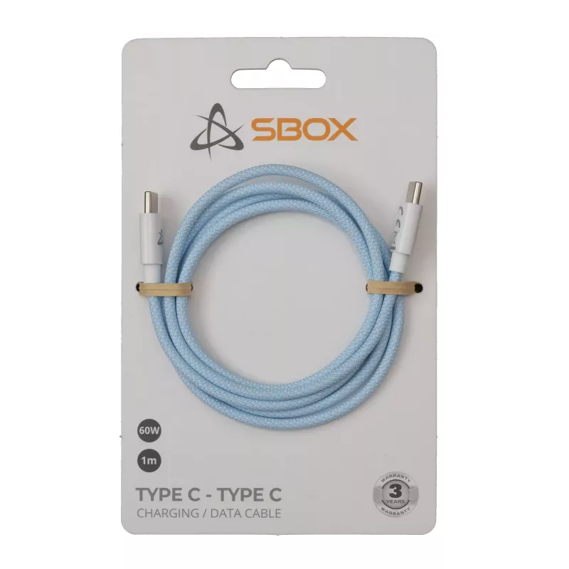 SBOX USB-C į USB-C laidas 1 m mėlynas – įkrovimui ir duomenų sinchronizavimui