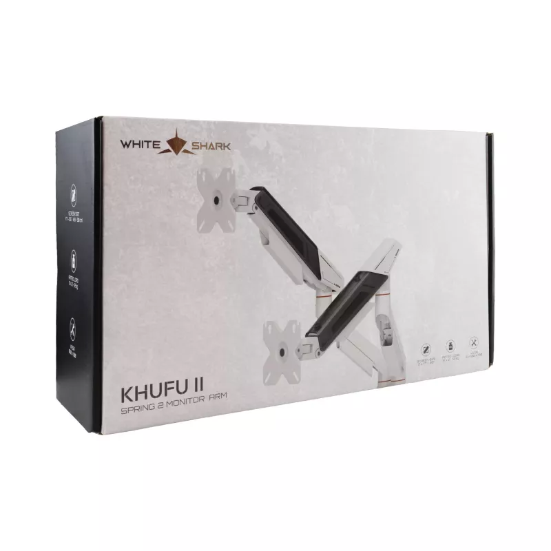 Stalinis dviejų monitorių laikiklis White Shark KHUFU-II GMS-3211 / 2 Monitor Desktop Mount