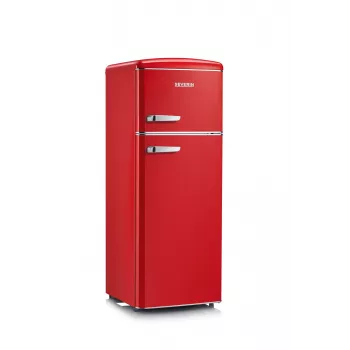 Šaldytuvas su šaldikliu SEVERIN RKG 8930 Retro Red, 208 L, energijos klasė E