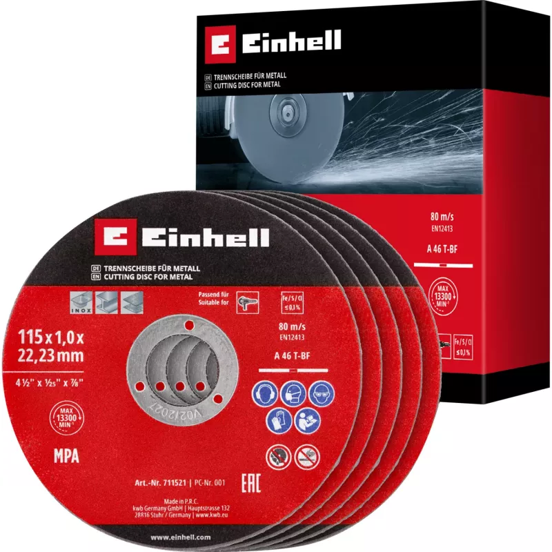 EINHELL-KWB plonasis pjovimo diskas, Ø 115 x 1,0 mm, 5 vnt. (kampiniam šlifuokliui)