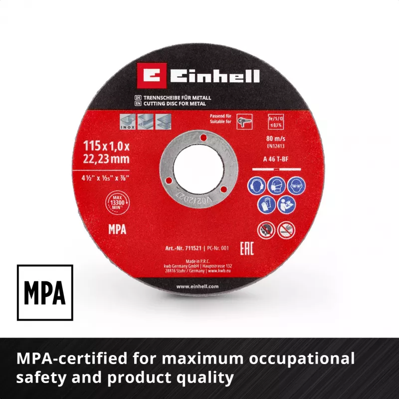 EINHELL-KWB plonasis pjovimo diskas, Ø 115 x 1,0 mm, 5 vnt. (kampiniam šlifuokliui)