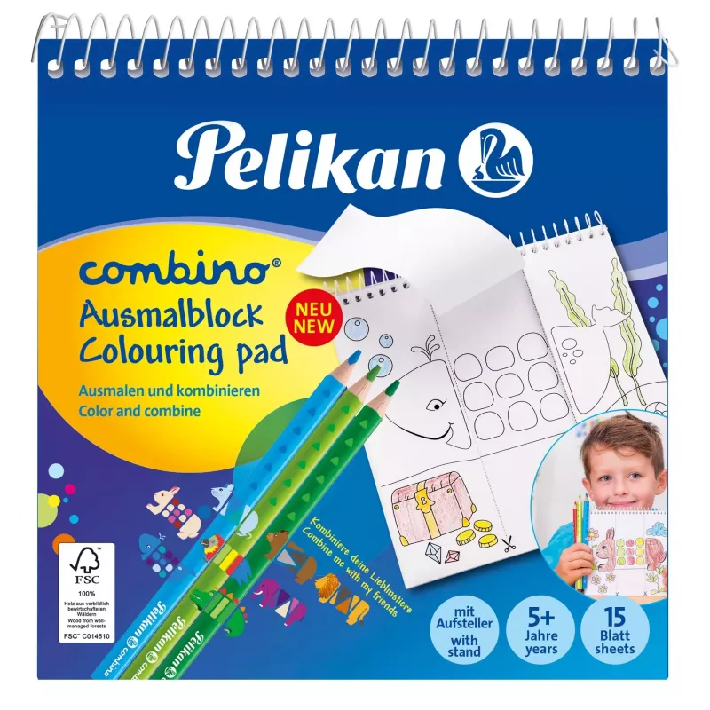 Pelikan 811231 Spalvinimo rinkinys, 15 puslapių, berniukams/mergaitėms, įtraukti spalvoti pieštukai