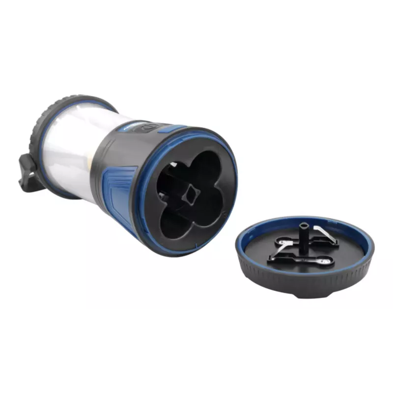 ANSMANN CL600B baterijomis maitinamas kempingo žibintas – juodas/mėlynas – ABS – pakabinimo kabliukas – IPX4 – 600 liumenų