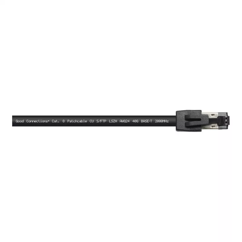 GoodConnections RNS® Cat.8.1 S/FTP Patch Cable, 0,5m, Black, LSZH, 40Gbit/s, 2000MHz