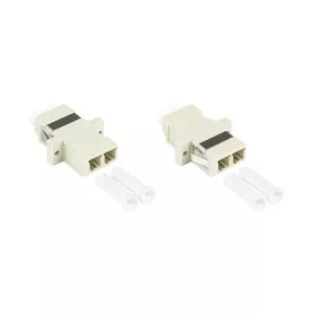 GoodConnections LC/UPC–LC/UPC duplexinis šviesolaidinis adapteris, OM2 daugiamodis, keraminė įvorė, plastikinis korpusas su flanšu, pilkas (LW-K202)