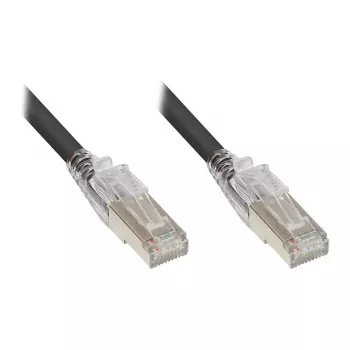 Good Connections RNS® Patch Cable su apsauga nuo užraktų lūžimo ir fiksavimu, Cat. 6A, S/FTP, PiMF, halogenų neturintis (LSZH), 500MHz, juodas, 0,5m