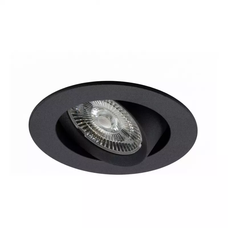 SYNERGY21 Helios LED įleidžiamasis lubinis prožektorius, juodas, apvalus, pasukamas, šilta balta šviesa 5W 400lm 2700K