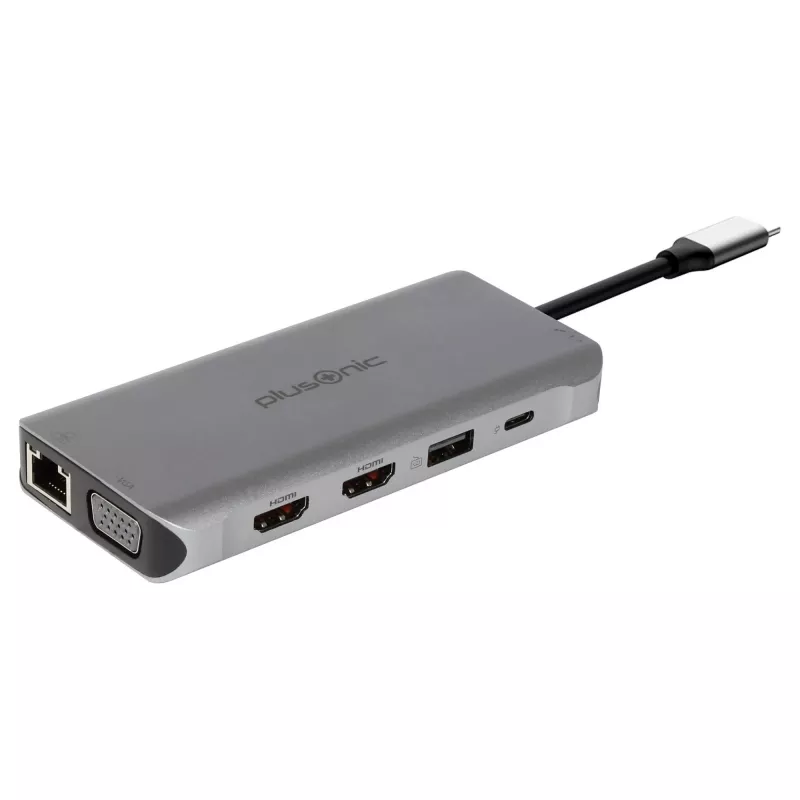 PLUSONIC USB-C Docking Adapter 8in1 (PSUC0216) – Pilka kosminė