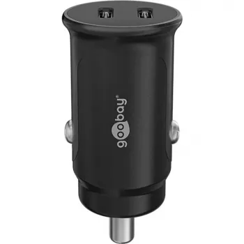 GOOBAY Dvigubas USB-C PD automobilinis greitasis įkroviklis (Power Delivery), juodas – 30 W (12/24 V), tinkamas įrenginiams su USB-C