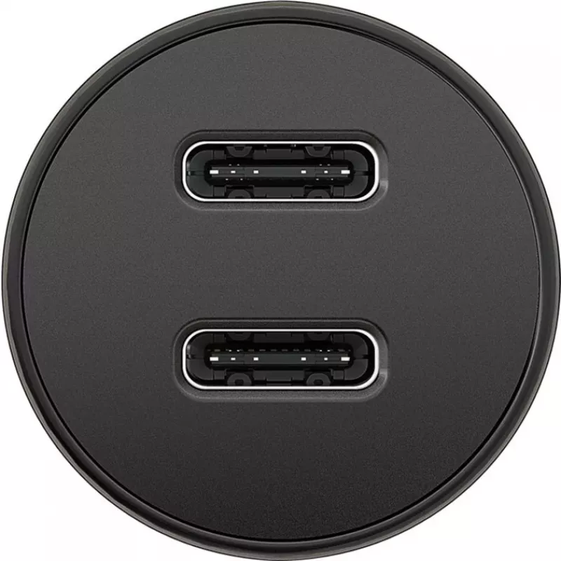 GOOBAY Dvigubas USB-C PD automobilinis greitasis įkroviklis (Power Delivery), juodas – 30 W (12/24 V), tinkamas įrenginiams su USB-C
