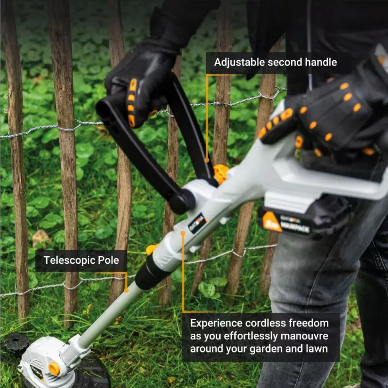 BATAVIA 18V belaidis žoliapjovės pjūklas 250 mm 2-in-1 su špagatu ir peiliukais