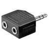 Goobay Headphone AUX Adapter 3,5 mm Jack 1-to-2 Splitter, 0,2 m, juoda