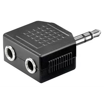 Goobay Headphone AUX Adapter 3,5 mm Jack 1-to-2 Splitter, 0,2 m, juoda