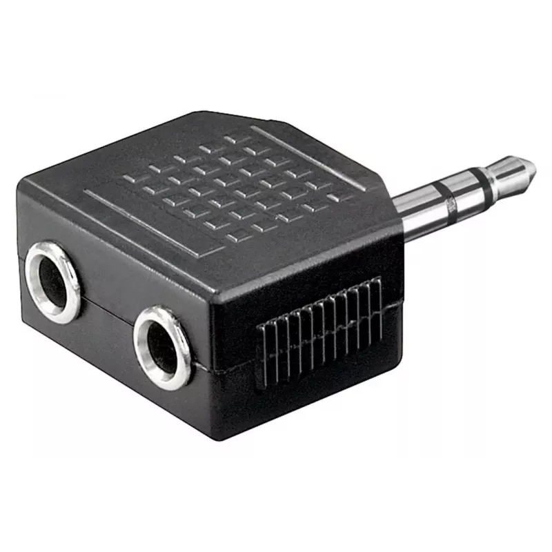 Goobay Headphone AUX Adapter 3,5 mm Jack 1-to-2 Splitter, 0,2 m, juoda