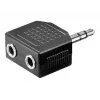 Goobay Headphone AUX Adapter 3,5 mm Jack 1-to-2 Splitter, 0,2 m, juoda