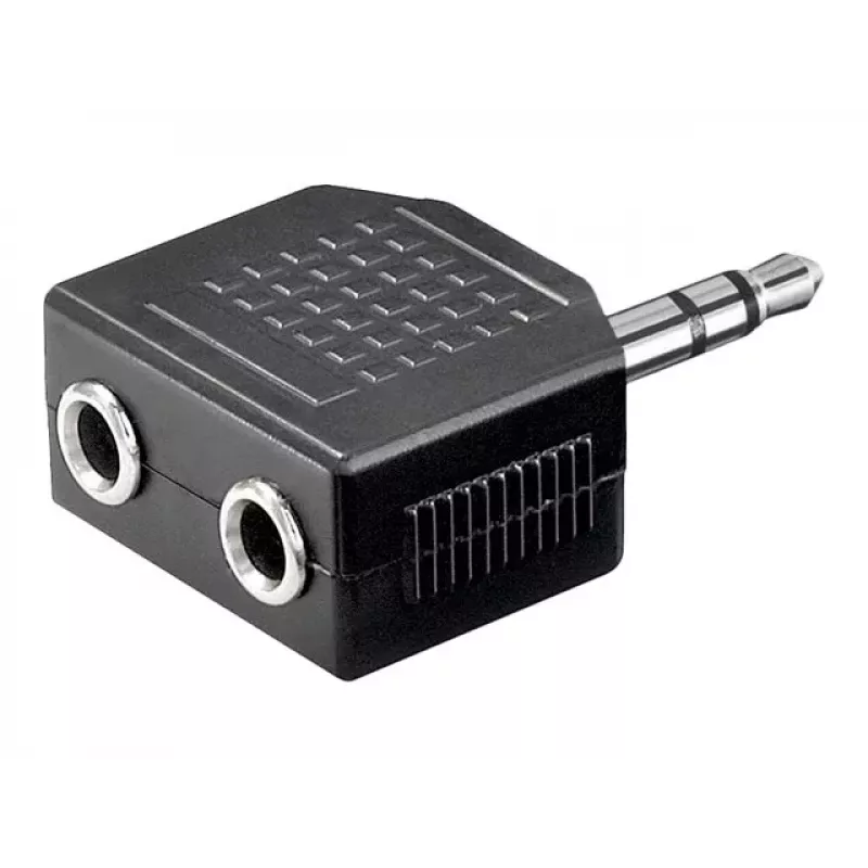 Goobay Headphone AUX Adapter 3,5 mm Jack 1-to-2 Splitter, 0,2 m, juoda