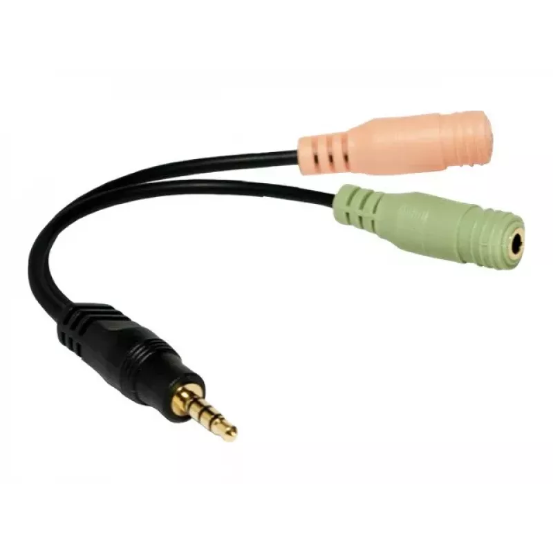 Logilink garso lizdo adapteris, 4 kontaktų, 3,5 mm stereo kištukas į 2x 3,5 mm lizdus, 0,15 m