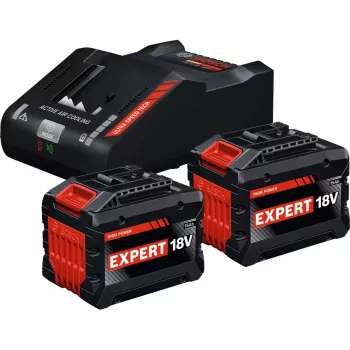 BOSCH EXPERT Starter Set 18V, 2x EXBA 18V-150 + Charger EXAL18V-160 (Juoda, 2x Li-Ion akumuliatorius 15Ah, AMPShare Alliance)