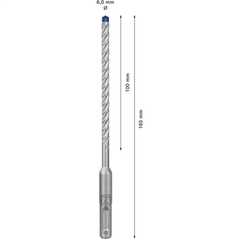 BOSCH EXPERT SDS plus-7X Plaktukinis grąžtas 6mm 100mm darbinis ilgis 30 vnt. rinkinys
