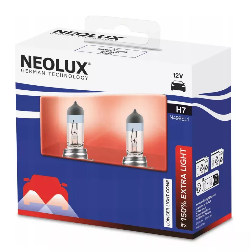 Neolux H7 Extra Light 2-Pack Halogen Bulb 12V 55W