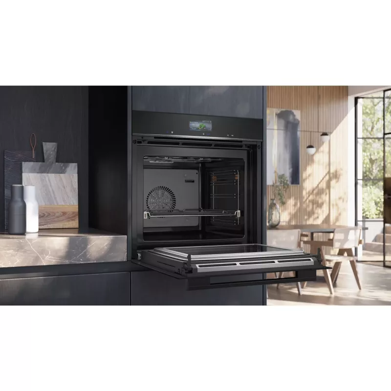 SIEMENS HM736GAB1 iQ700 įmontuojama orkaitė su mikrobangų funkcija, juoda, 60 cm, Home Connect