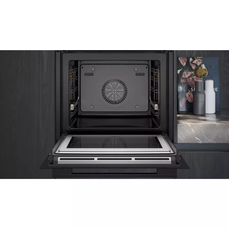 SIEMENS HM736GAB1 iQ700 įmontuojama orkaitė su mikrobangų funkcija, juoda, 60 cm, Home Connect