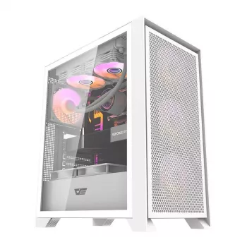 Darkflash DRX70 MESH White Mid-Tower kompiuterio korpusas su 4 RGB ventiliatoriais
