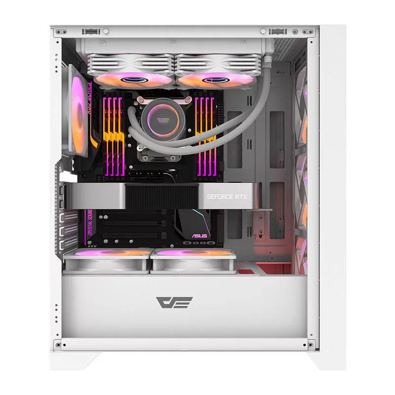 Darkflash DRX70 MESH White Mid-Tower kompiuterio korpusas su 4 RGB ventiliatoriais