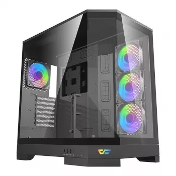 DARKFLASH DQX90 Black Mid-Tower kompiuterio korpusas su grūdintu stiklu