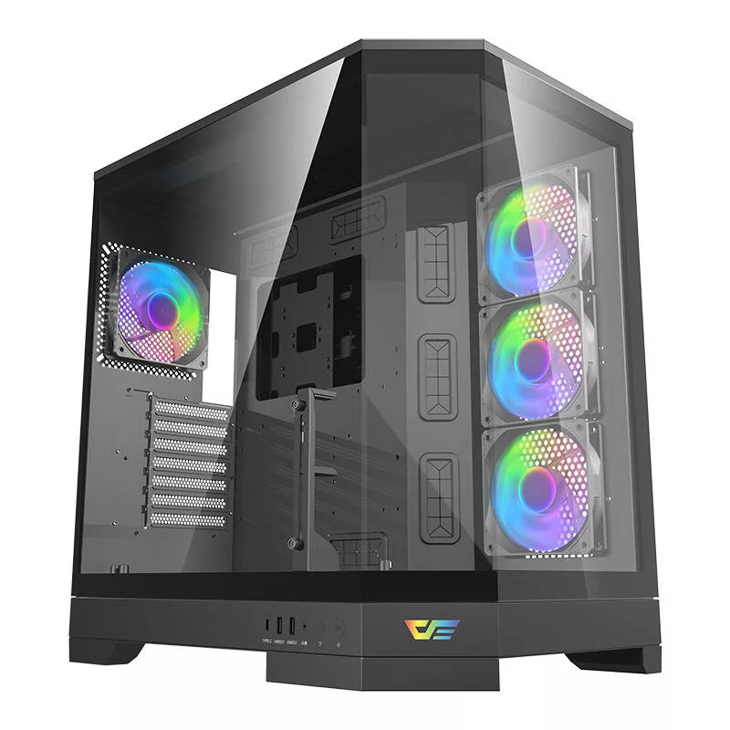 DARKFLASH DQX90 Black Mid-Tower kompiuterio korpusas su grūdintu stiklu
