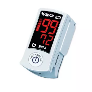 ROSSMAX SB100 Fingertip Pulse Oximeter su SpO2 ir pulso dažnio matavimu, dviejų spalvų LED ekranu, 6 rodymo režimais, automatiniu išsijungimu, žemos baterijos indikatoriumi, naudojimui namuose ir klinikose